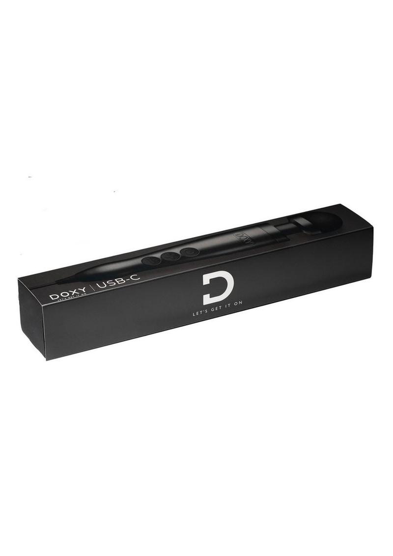 Doxy USB-C Wand Rechargeable Vibrating Body Massager - Black/Matte Black