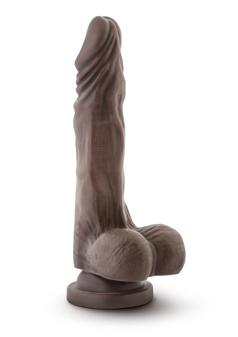 Dr. Skin Stud Muffin Dildo with Balls - Chocolate - 8.5in