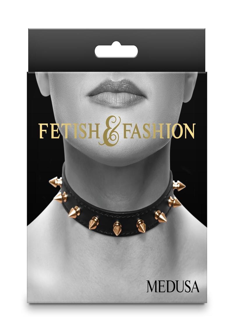 Fetish and Fashion Medusa Collar - Black/Gold