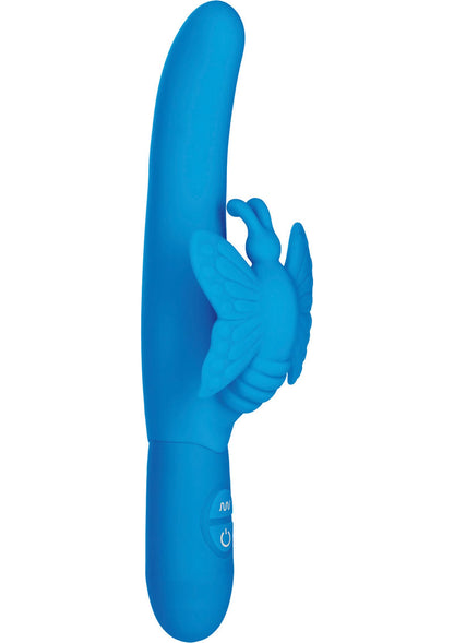 Fluttering Butterfly Silicone Rabbit Vibrator - Blue