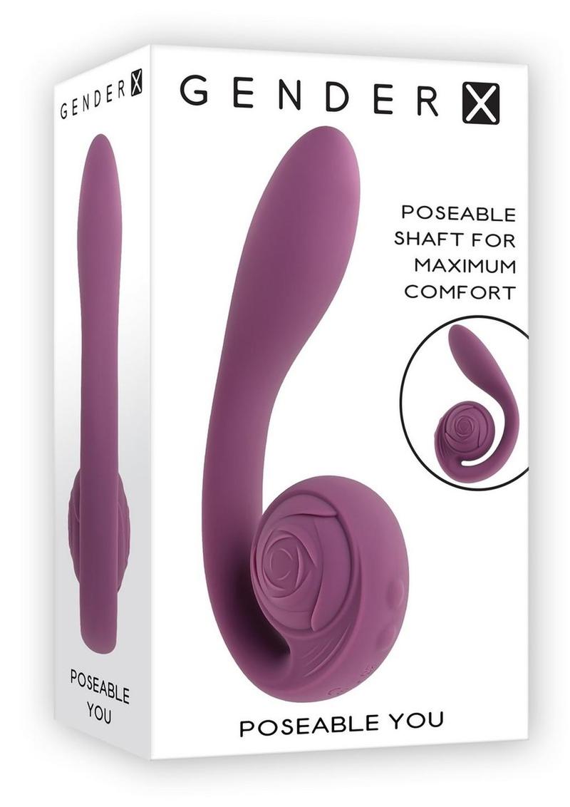 Gender X Poseable You Rechargeable Silicone Vibrating Dildo - Purple