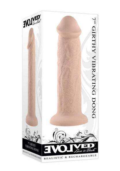 Girthy Vibrating Rechargeable Silicone Dildo - Vanilla - 7in