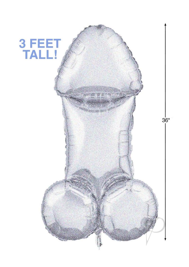 Glitterati Disco Penis 3ft. Mylar Balloon - Black/Silver