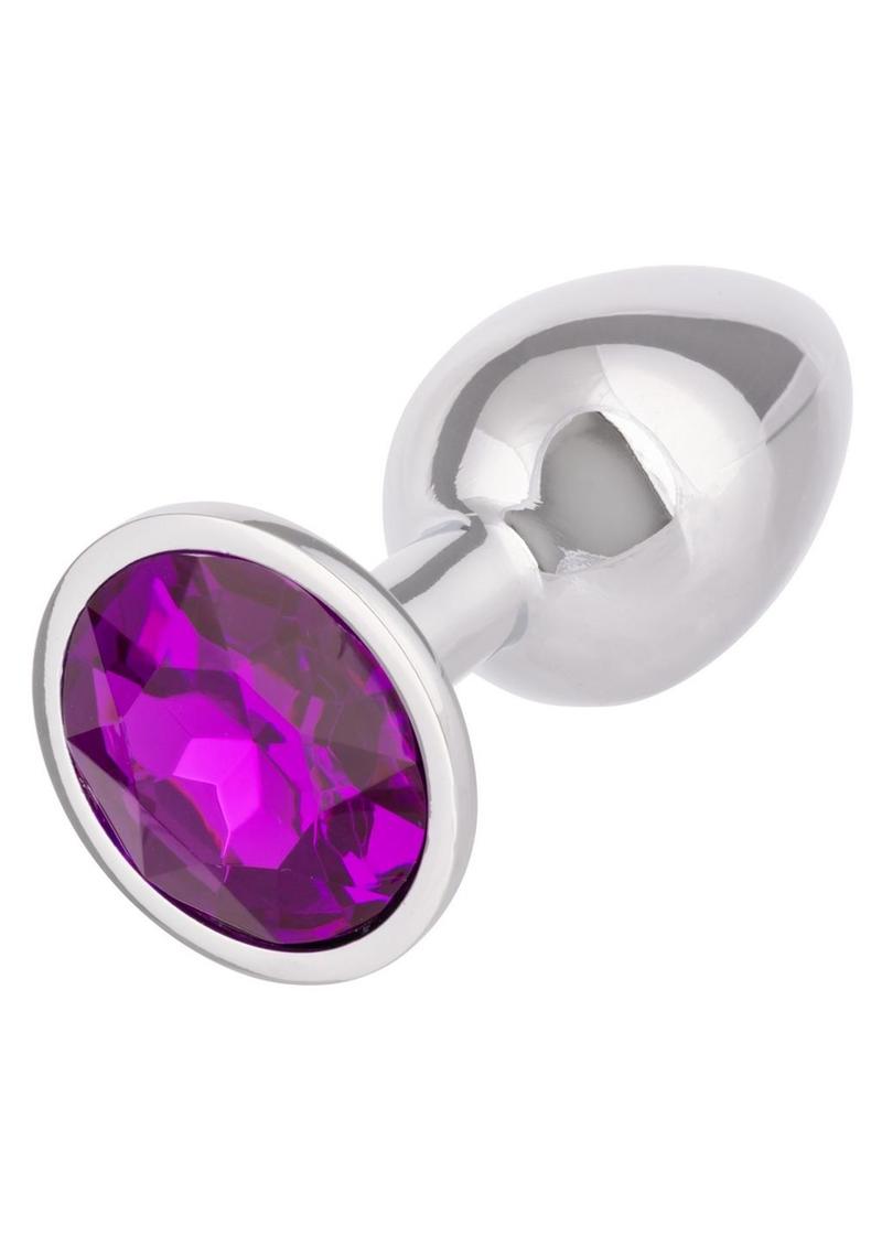 Jewel Amethyst Aluminum Anal Plug - Metal/Purple - Small