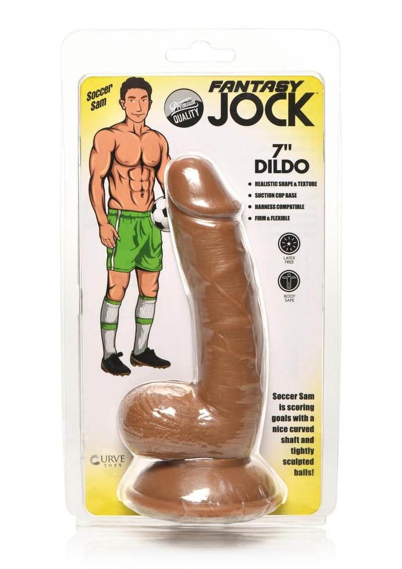 Jock Soccar Sam Dildo with Balls - Caramel - 7in