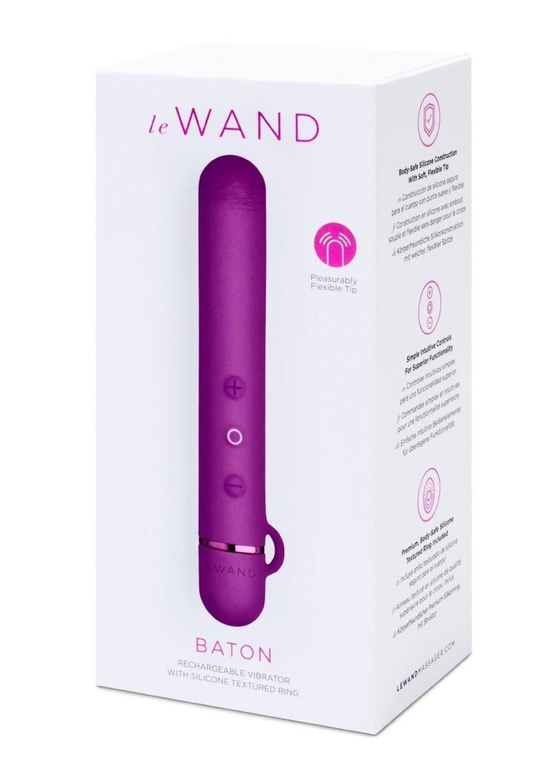 Le Wand Baton Rechargeable Silicone Vibrator - Cherry/Purple