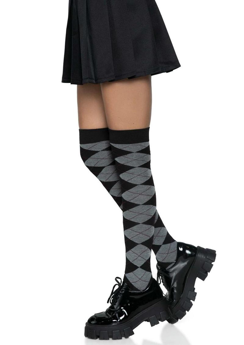 Leg Avenue Argyle Knit Over The Knee Socks