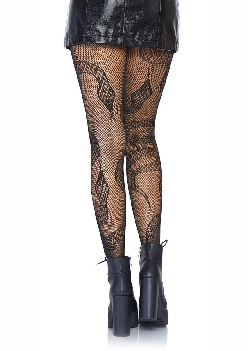 Leg Avenue Snake Net Tights - Black - One Size