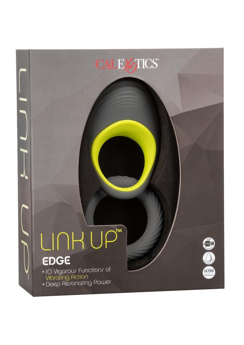 Link Up Edge Silicone Vibrating Cock Ring - Gray/Multicolor/Yellow