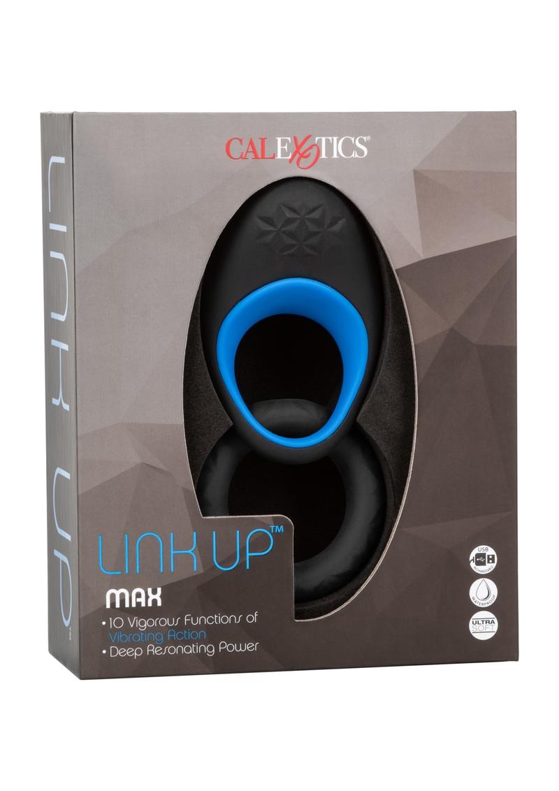 Link Up Max Silicone Vibrating Cock Ring - Black/Blue/Multicolor