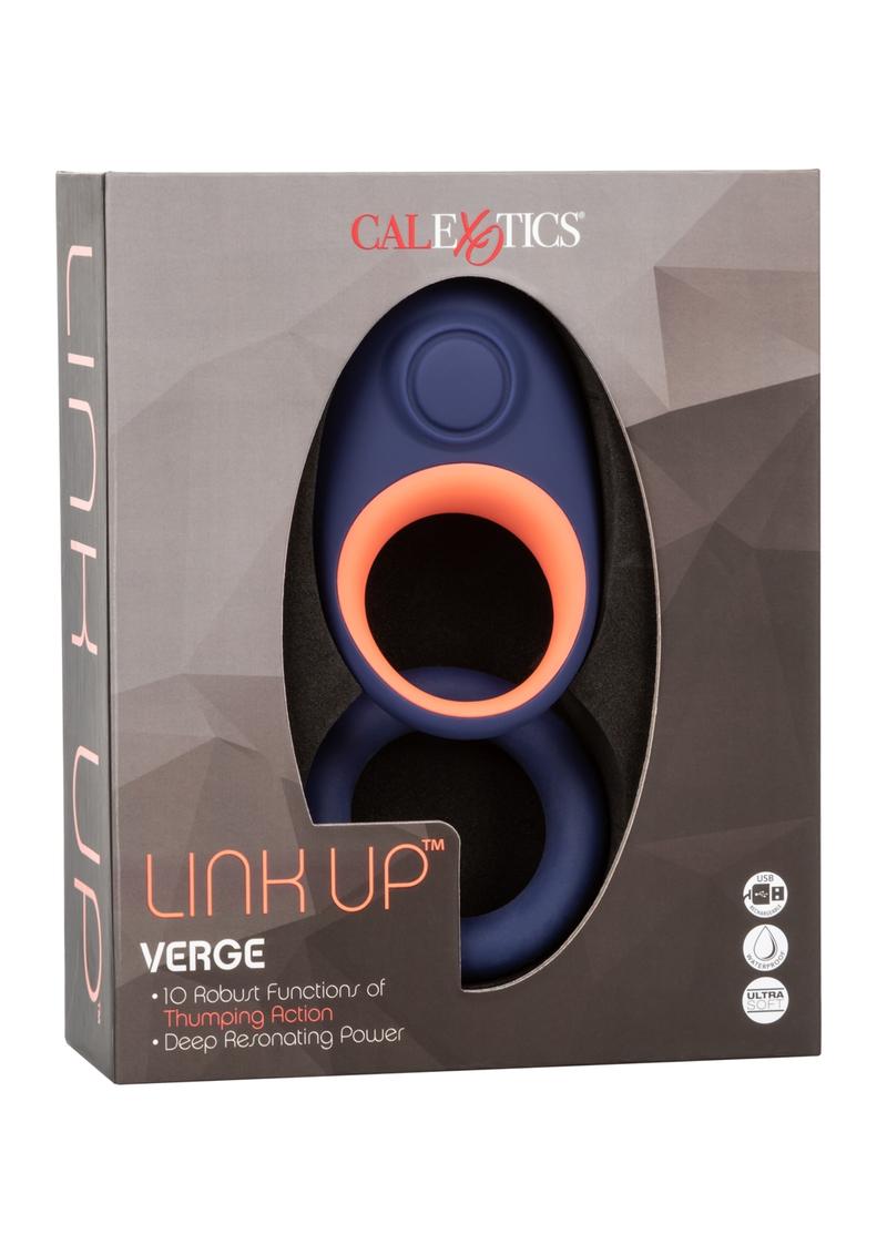 Link Up Verge Silicone Vibrating Cock Ring - Blue/Multicolor/Pink