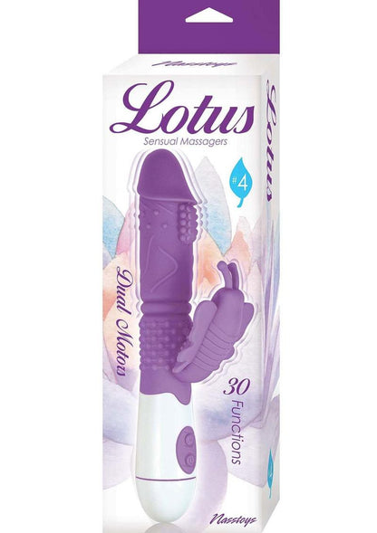 Lotus Sensual Massager #4 Silicone Rabbit Vibrator - Purple/White