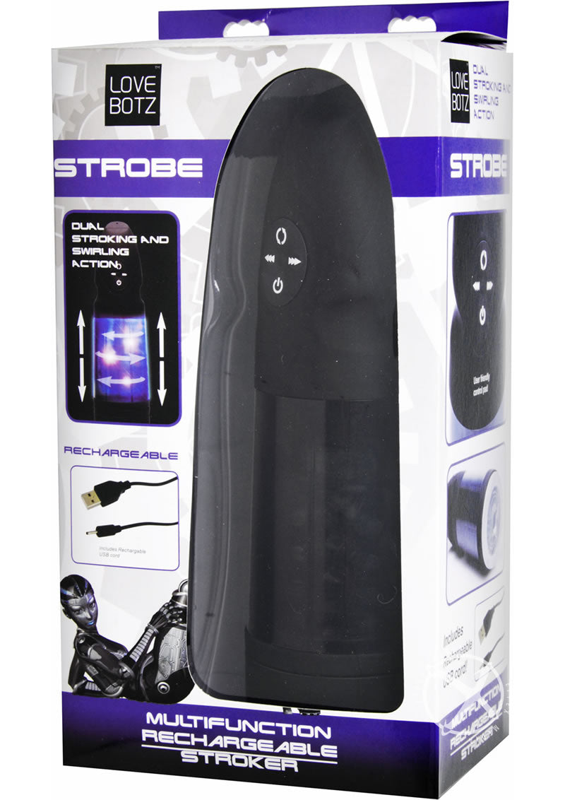 Lovebotz Strobe Multifunction Rechargeable Stroker - Black