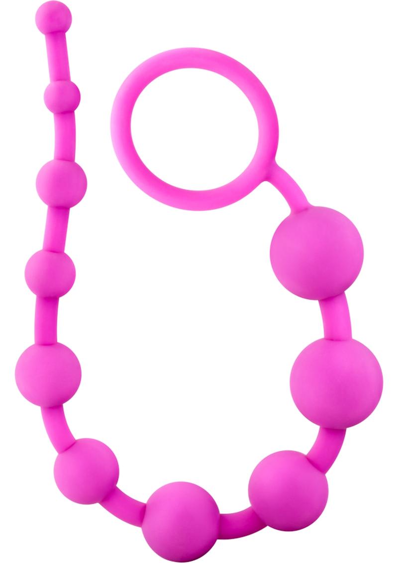 Luxe Silicone 10 Anal Beads - Pink