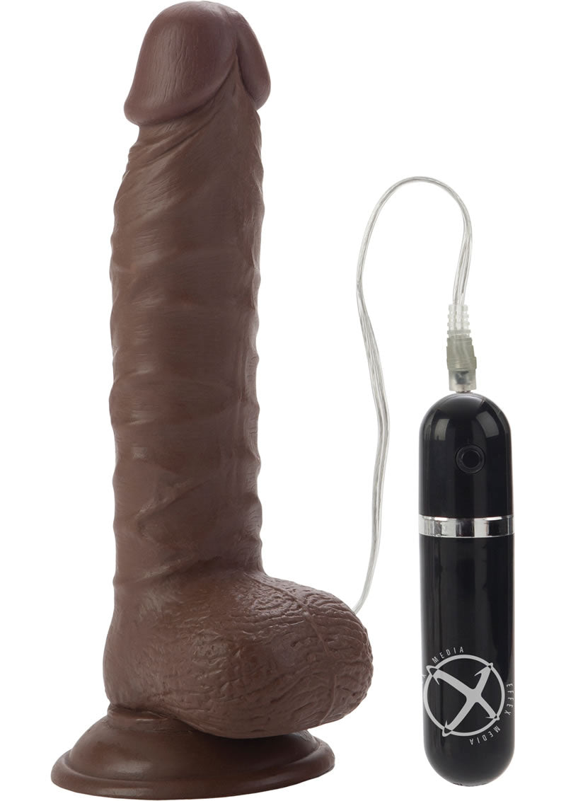 Mr Just Right Vibrating Dildo with Bullet - Chocolate - 6.25in