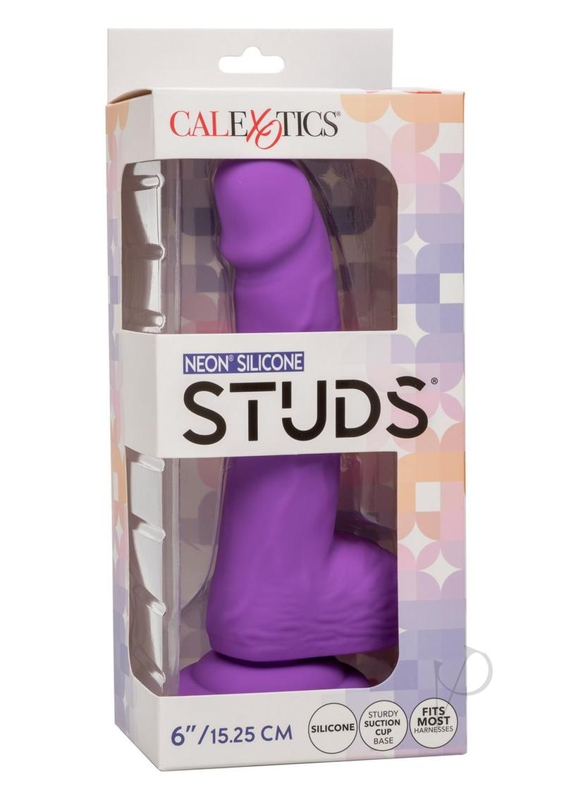 Neon Silicone Studs Dildo - Purple - 6in