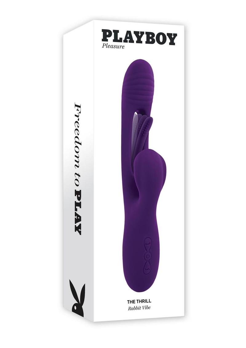 Playboy The Thrill Rechargeable Silicone Rabbit Vibrator - Purple