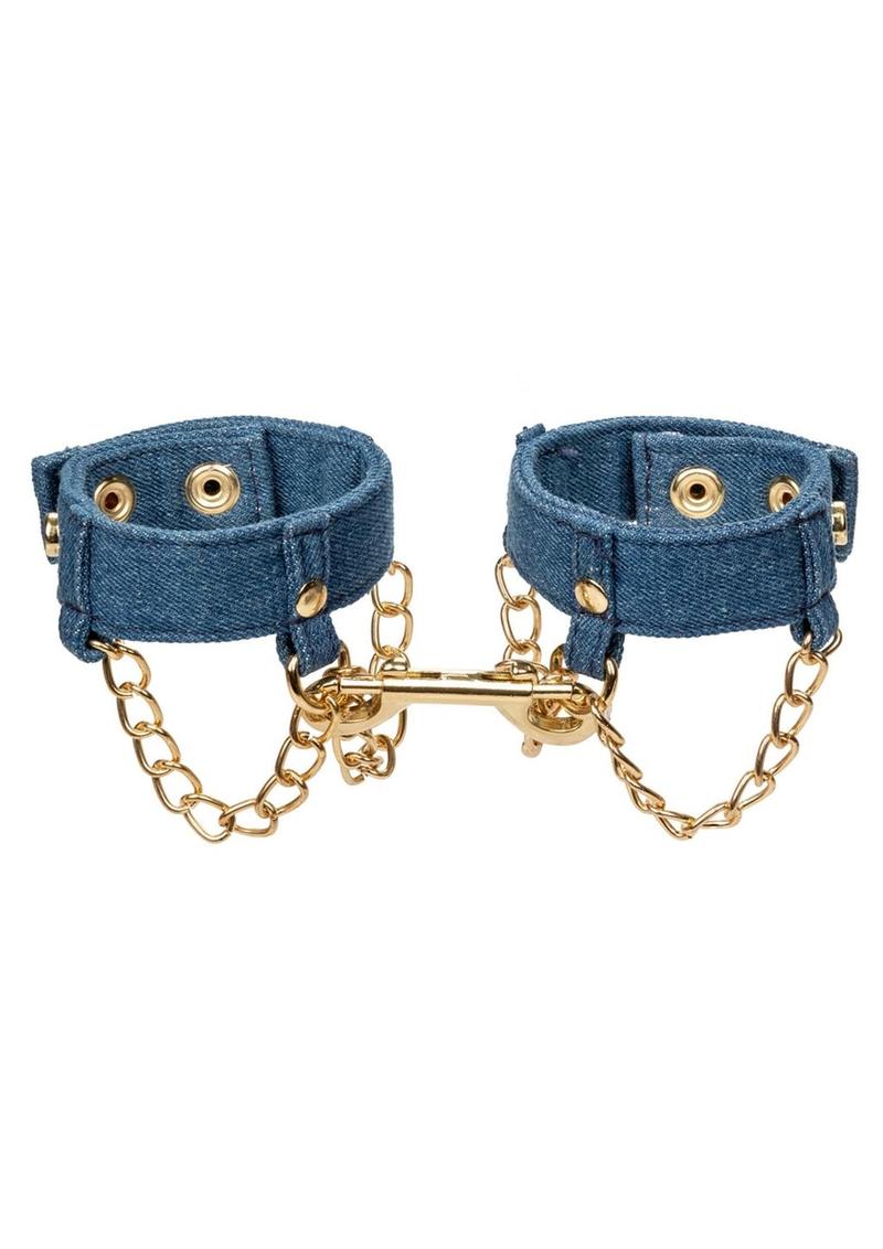 Ride 'Em Premium Denim Collection Wrist Cuffs - Blue