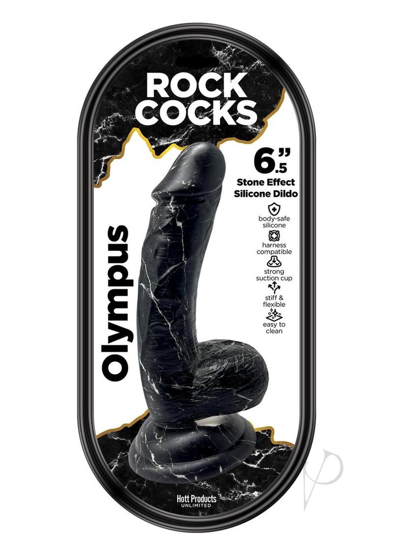 Rock Cocks Olympus Silicone Dildo - Black/White - 6.5in