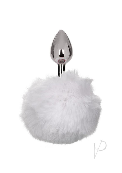 Running Wild Faux Fur Bunny Tail and Metallic Anal Plug - White