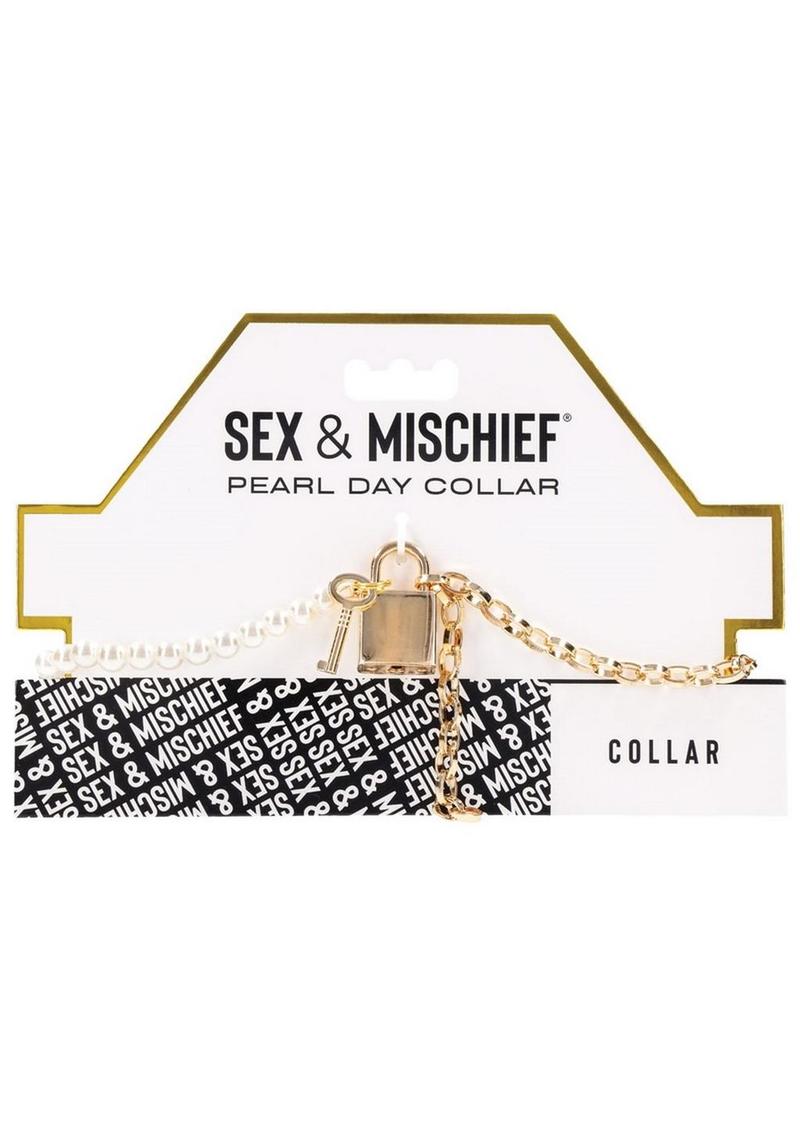 Sex and Mischief Pearl Day Collar - Gold/White