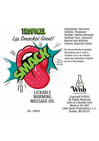 Smack Lickable Massage Oil 2oz - Tropical