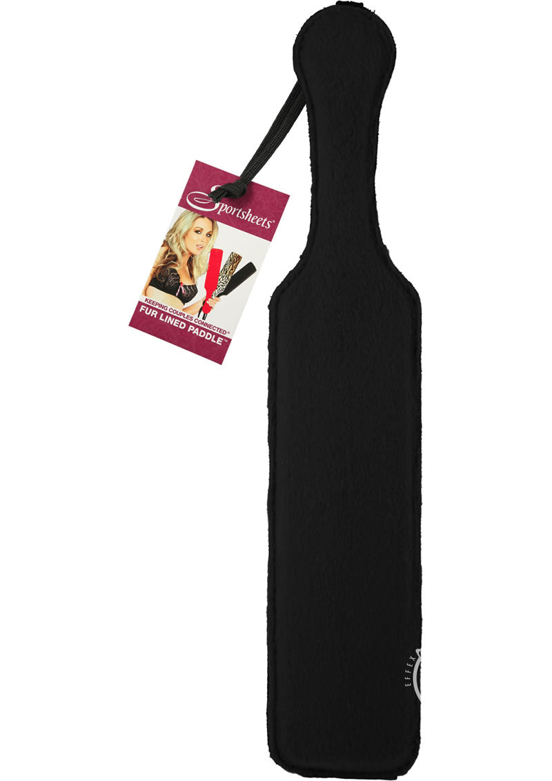 Sportsheets Leather Paddle with Fur - Black