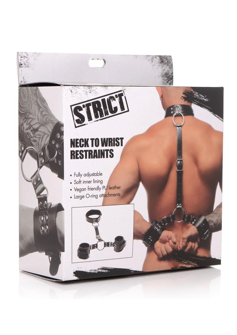 Strict Adjustable Neck to Wrist Restraints - Black