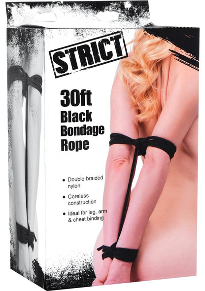 Strict Bondage Rope - Black - 30ft