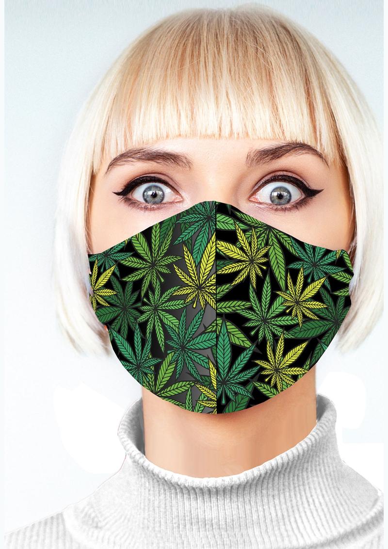 Super Fun Pot Leaf Mask - Black/Green