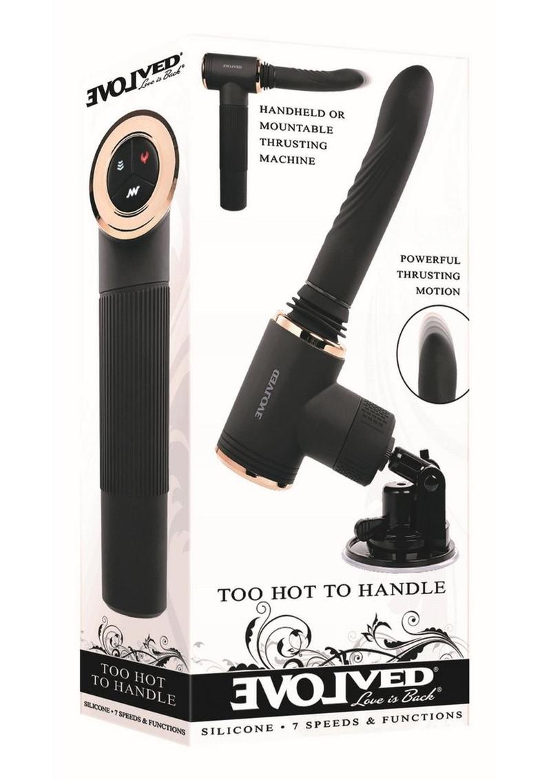 Too Hot to Handle Rechargeable Silicone Thrusting Vibrator with Suction Cup - Black/Rose Gold