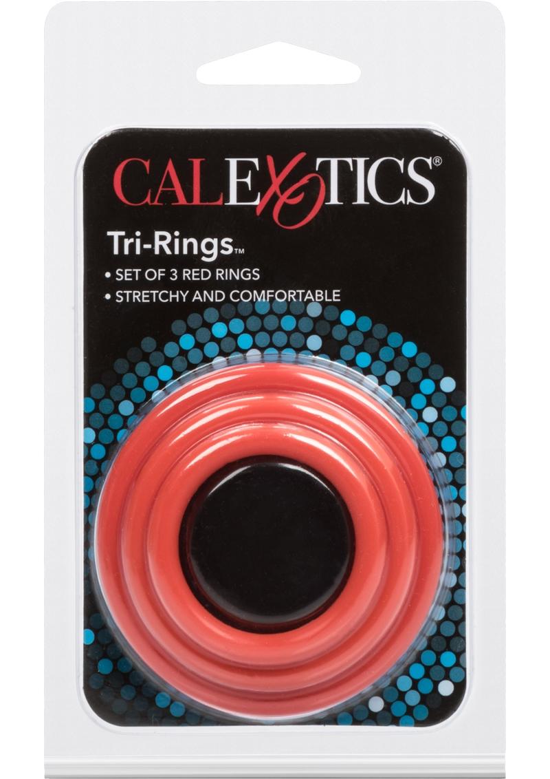 Tri Rings Cock Ring - Red - 3 Piece Set/Set