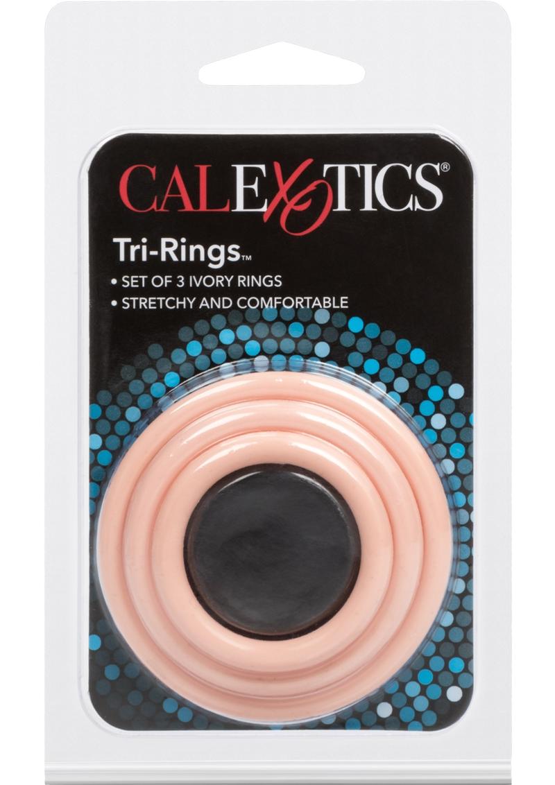 Tri Rings Cock Ring - Vanilla - 3 Piece Set/Set