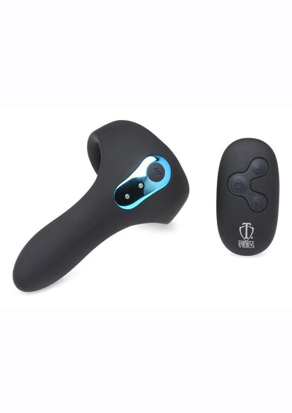 Trinity Men 7x Rechargeable Silicone Cock Ring with Taint Stimulator and Remote