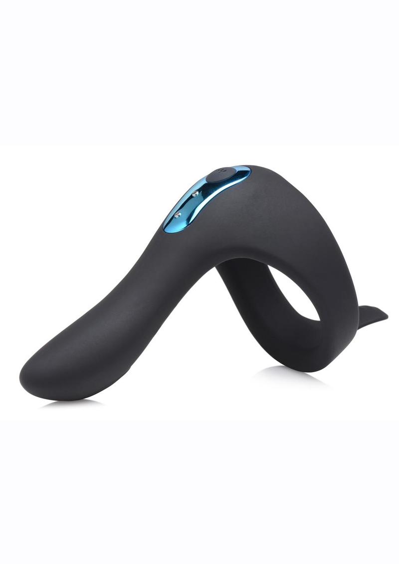 Trinity Men 7x Rechargeable Silicone Cock Ring with Taint Stimulator and Remote
