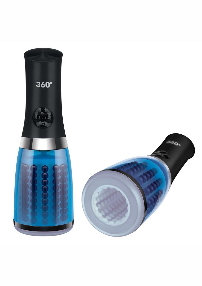 ZOLO 360Â° Rotating Beaded Masturbator - Black/Blue